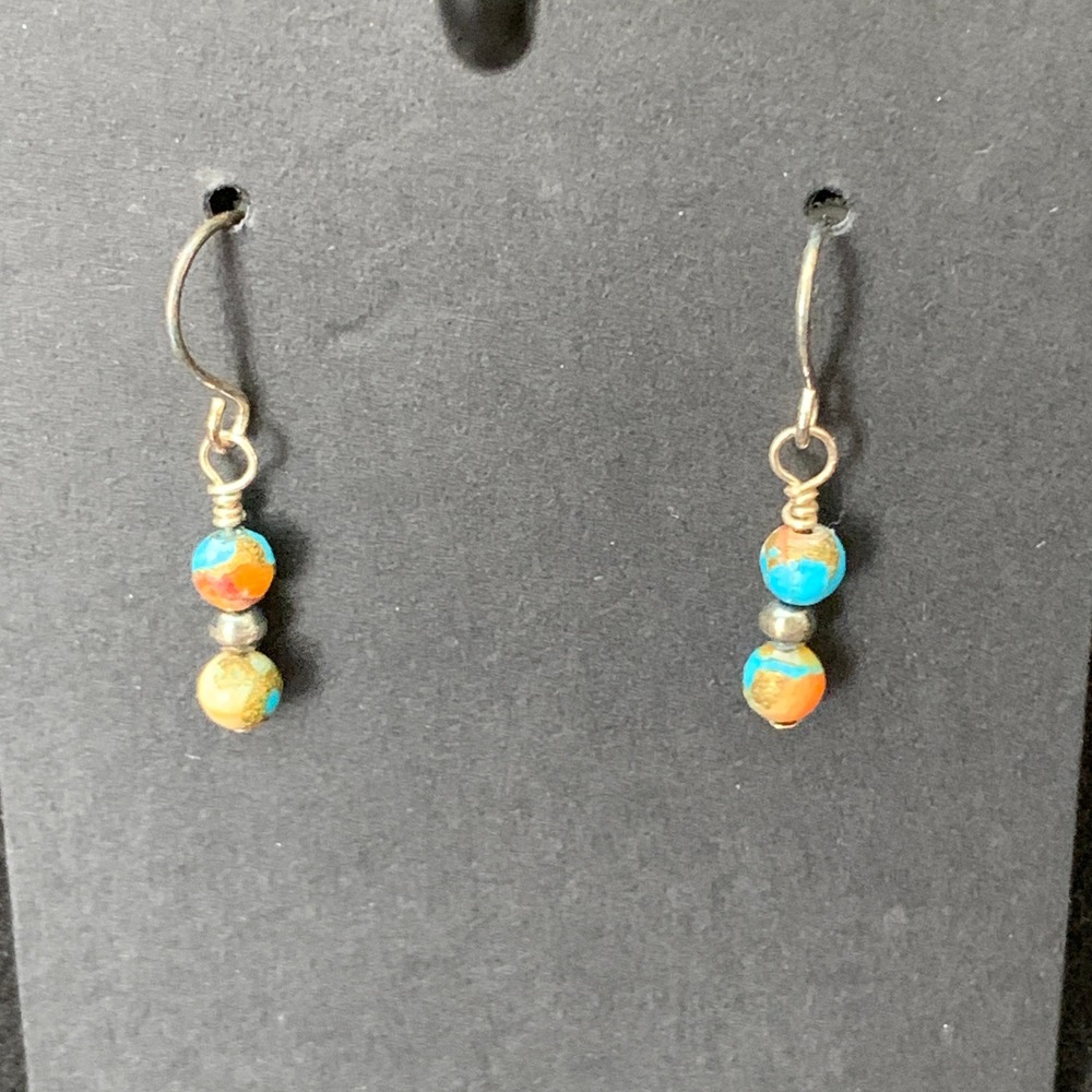 925 Sterling Silver Spiny Oyster Mohave 3mm Desert Pearl Earrings Southwestern